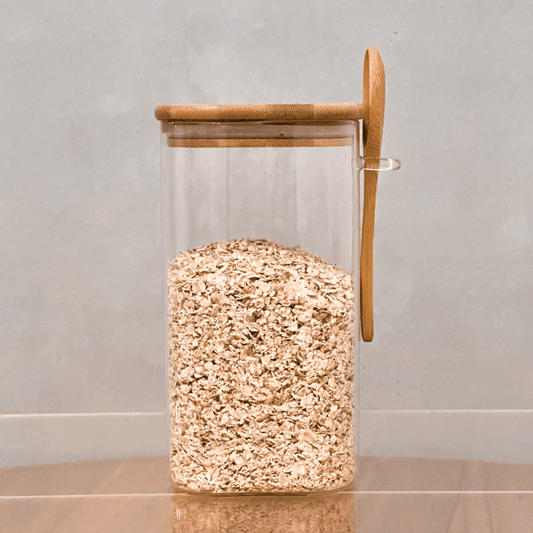 Porta Mantimento em Vidro Borossilicato com Tampa e Colher de Bambu 1,3L
