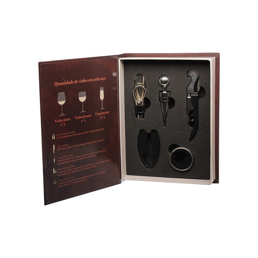 Kit Acessório Vinho Livro 5 Peças