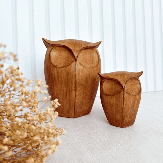 Kit Escultura Coruja em Resina - Tamanhos P e G