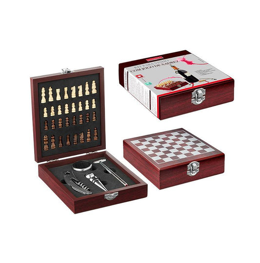 Kit para Vinho Xadrez 4 Peças