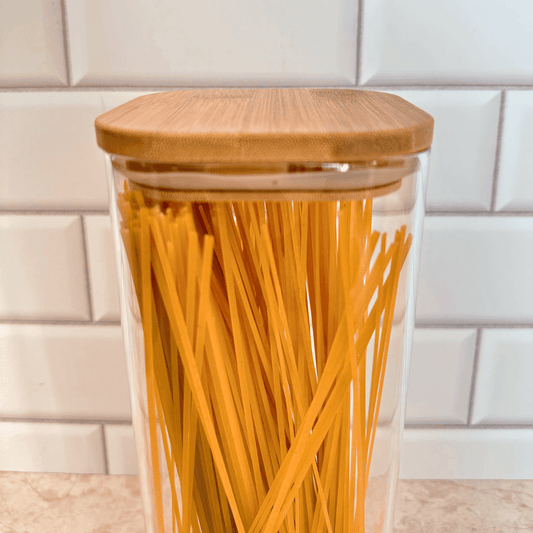 Porta Mantimento Quadrado com Tampa de Bambu 1,9L