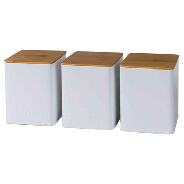 Conjunto Urban Essence Porta Mantimento Branco com Madeira